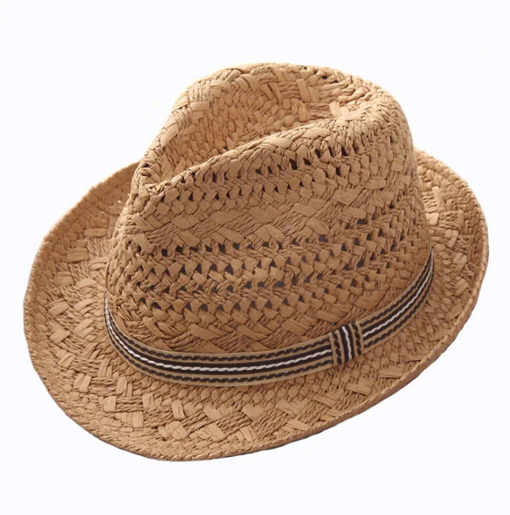 Breathable Straw Jazz Hat for Parents and Kids