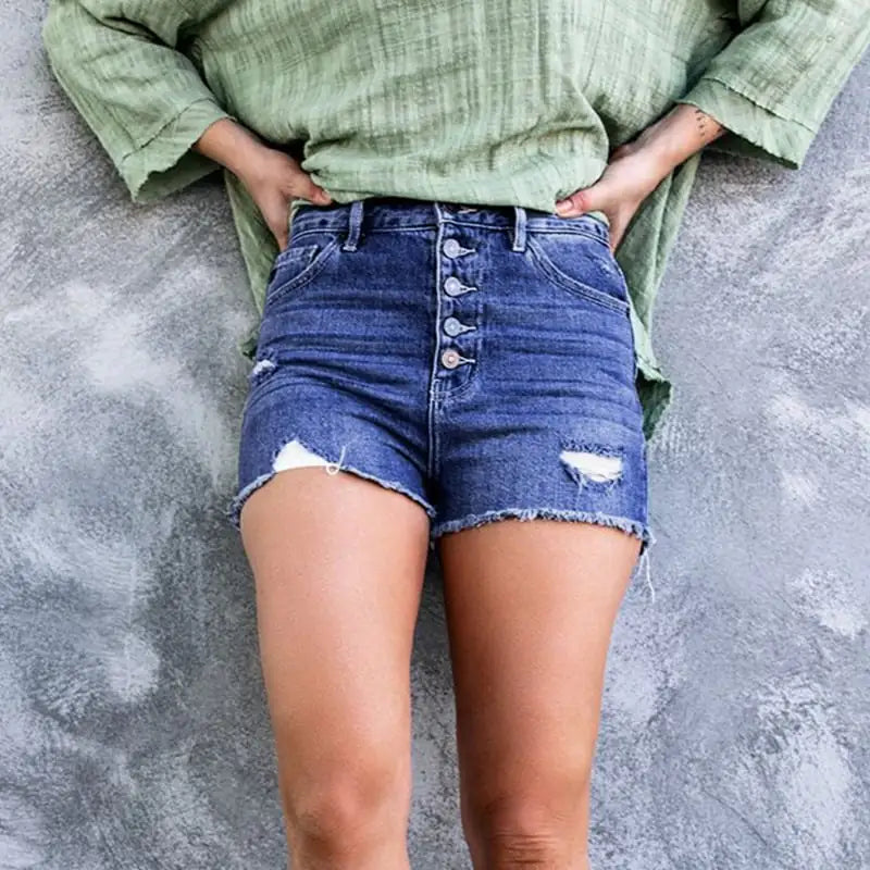 Stylish Shredded Stretch Denim Jean Shorts