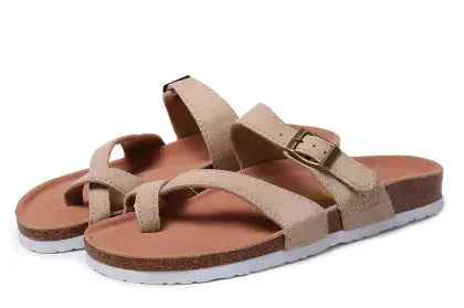 Genuine Leather Cork Women’s and Toddler's Flip Flops - Non-Slip