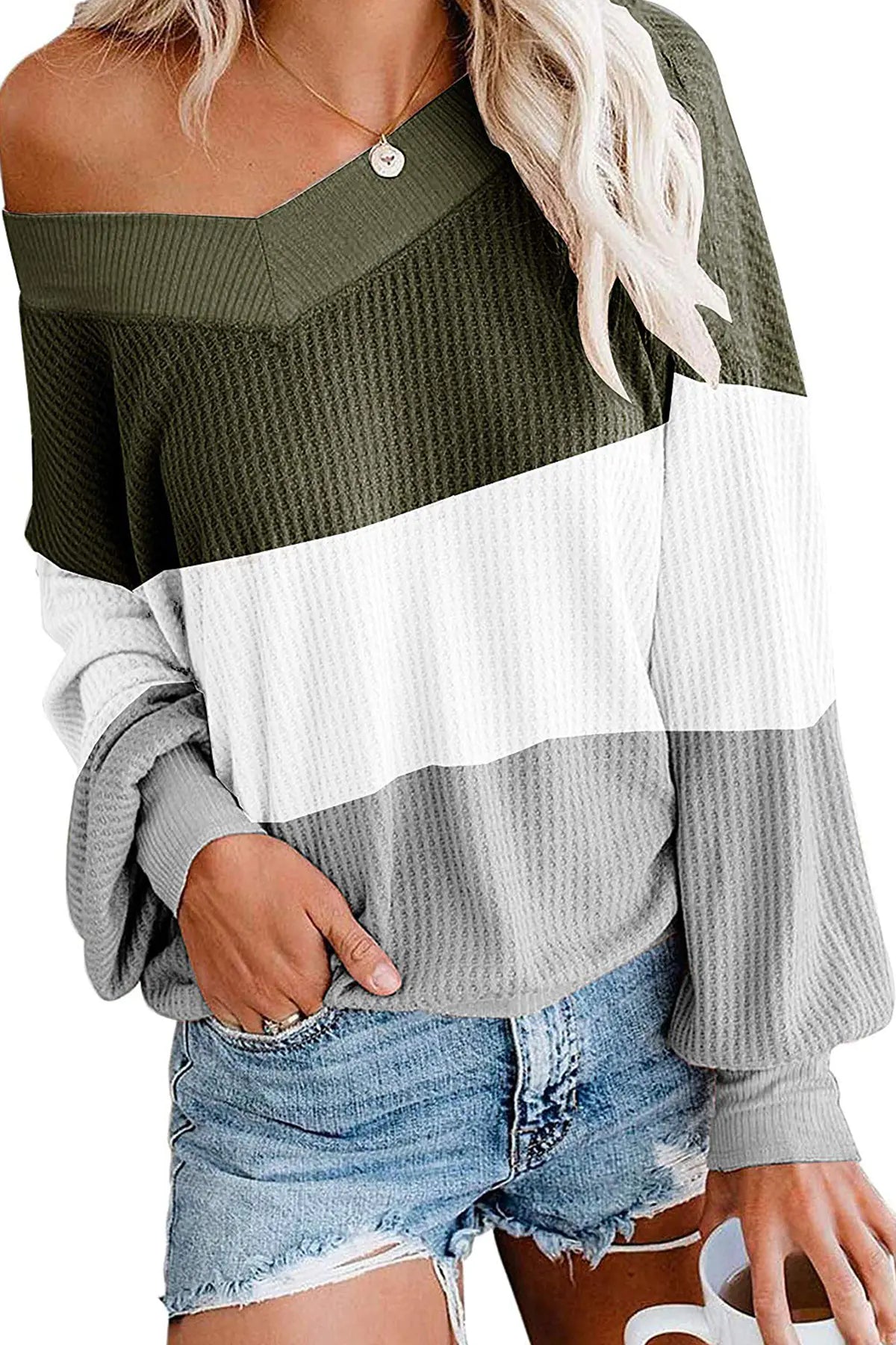 Women’s V-Neck Batwing Sleeve Knit Top in 3 Colors
