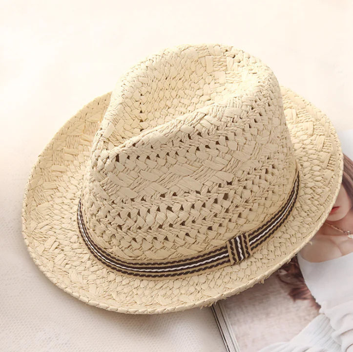 Breathable Straw Jazz Hat for Parents and Kids