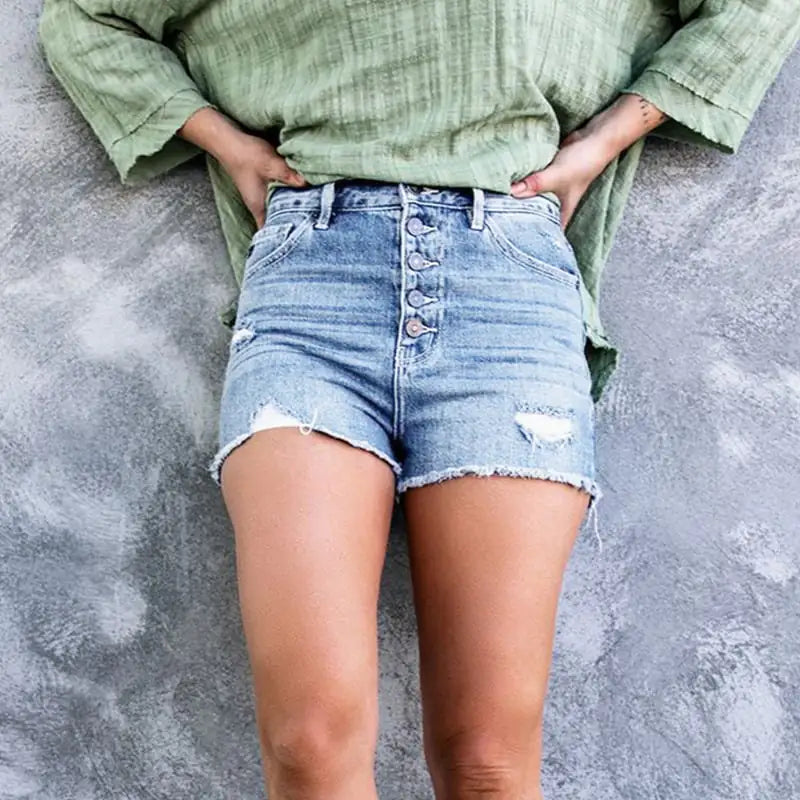 Stylish Shredded Stretch Denim Jean Shorts
