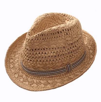 Breathable Straw Jazz Hat for Parents and Kids