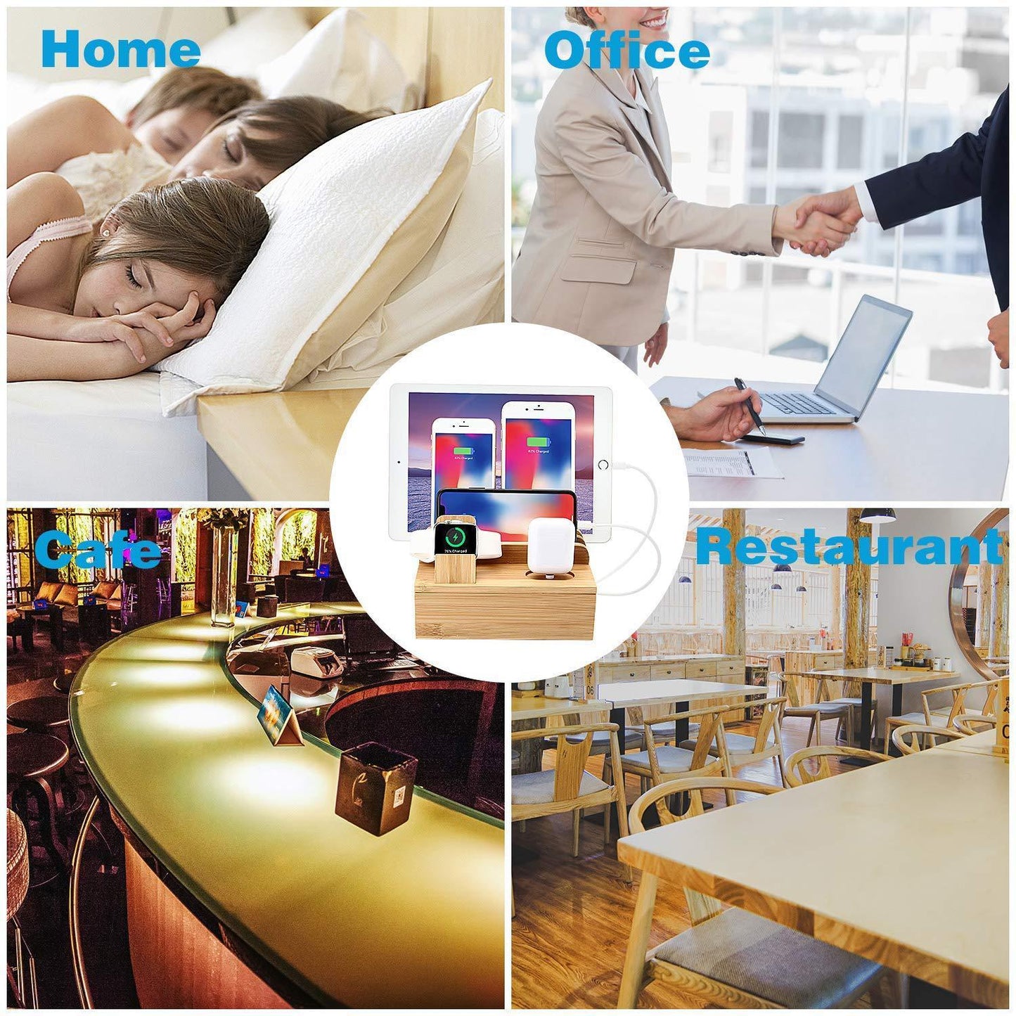 Bamboo mobile phone charging stand