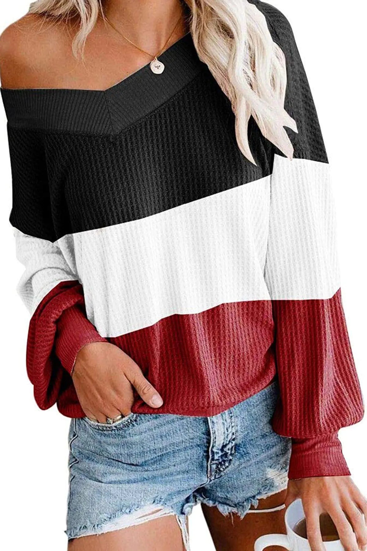 Women’s V-Neck Batwing Sleeve Knit Top in 3 Colors