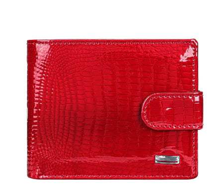 Patent Leather Women's Wallet with Genuine Leather Zipper