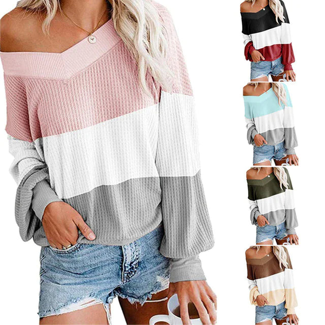Women’s V-Neck Batwing Sleeve Knit Top in 3 Colors